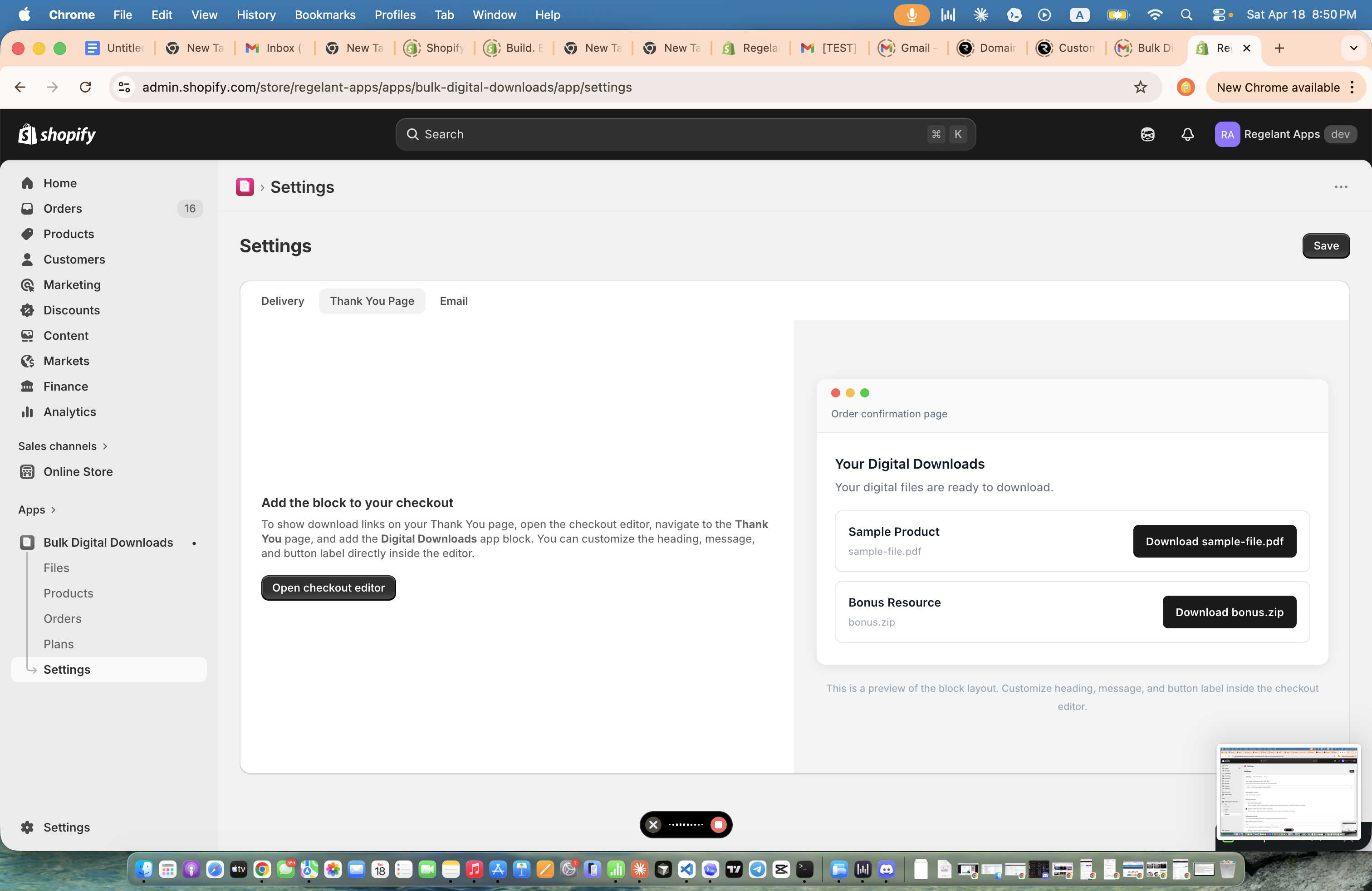 Thank-you page download block